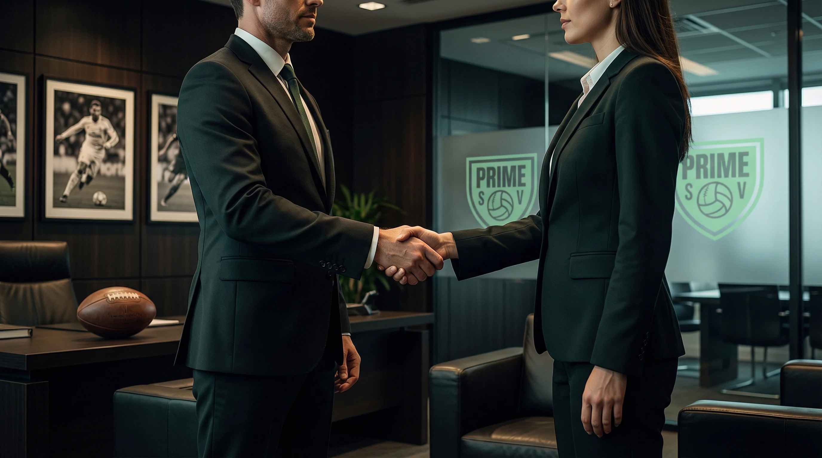 Prime Sports Ventures - Business handshake with Prime branding